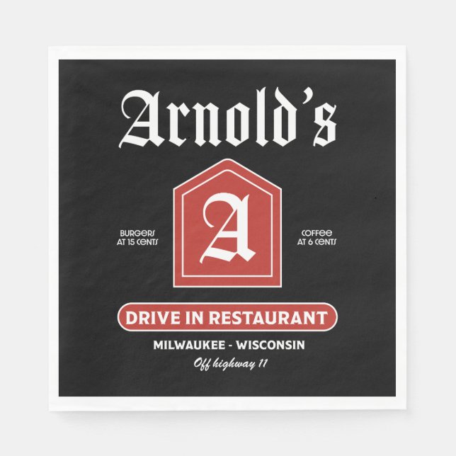 Amerikanska Middagen 1950 Pappersservett (Framsidan)