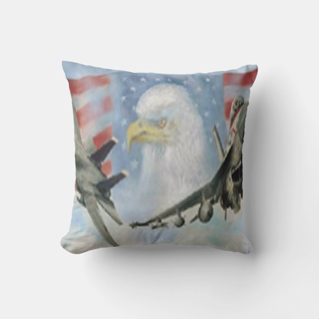 Amerikanska militära flygplan Reversible Pillow Kudde (Framsida)