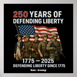Amerikanska militärens 250:e födelsedag i USA:s mi Poster
