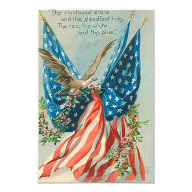 Amerikanska minnesdagen Flagga Eagle Ro Fototryck (Framsidan)