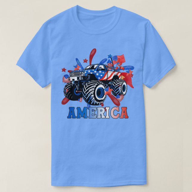 Amerikanska Monster Lastbil 4 juli T Shirt (Design framsida)