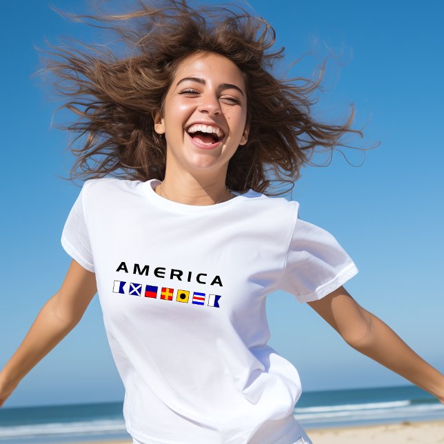 Amerikanska Nautical Maritime Sailing Flaggor T Shirt (Skapare uppladdad)