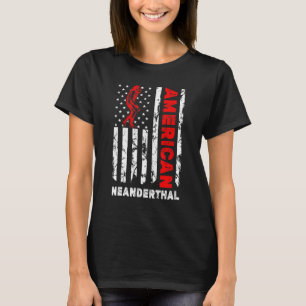 Amerikanska Neanderthal American USA flagga Grottm T Shirt