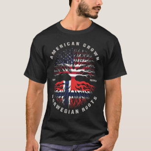 Amerikanska Norgen Grown Norway Roots Flagga T Shirt