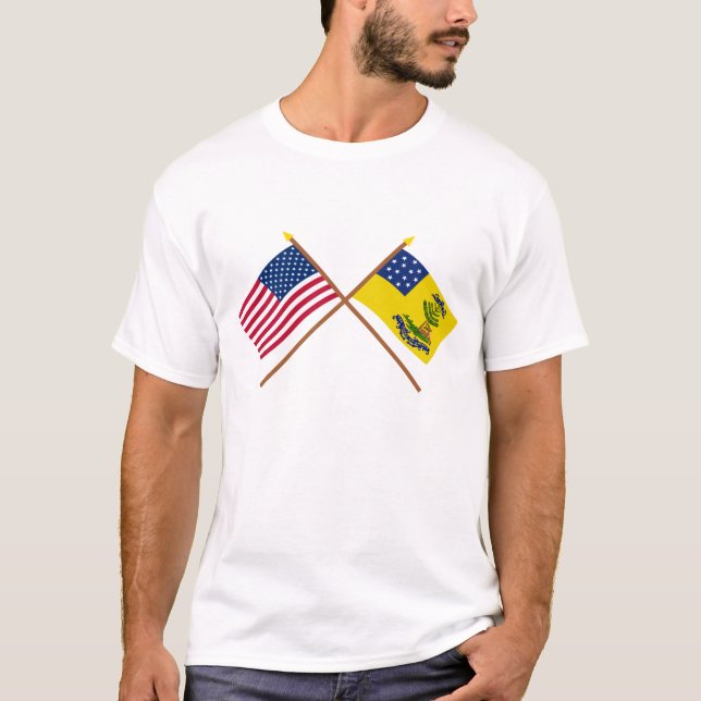 Amerikanska och amerikanska Flaggor Tee (Framsida)