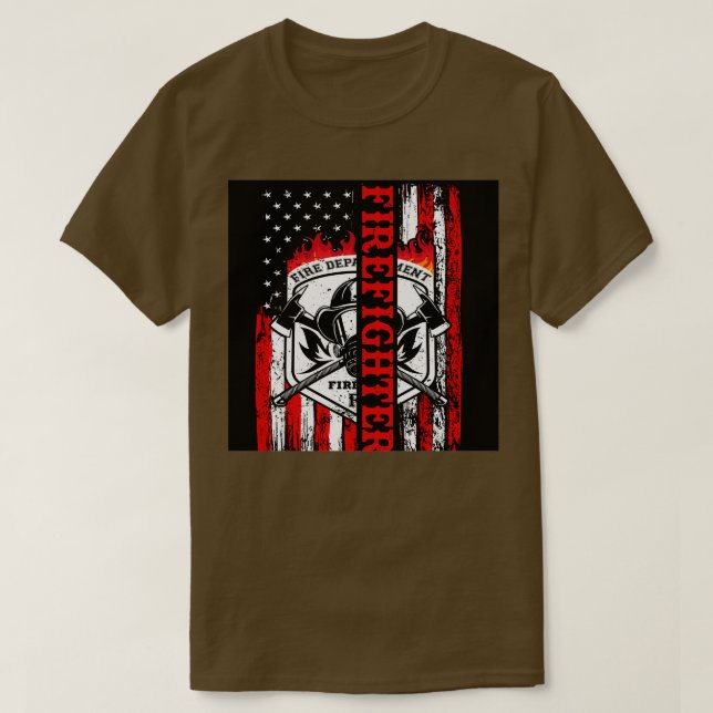 Amerikanska och brandmän t shirt (Design framsida)
