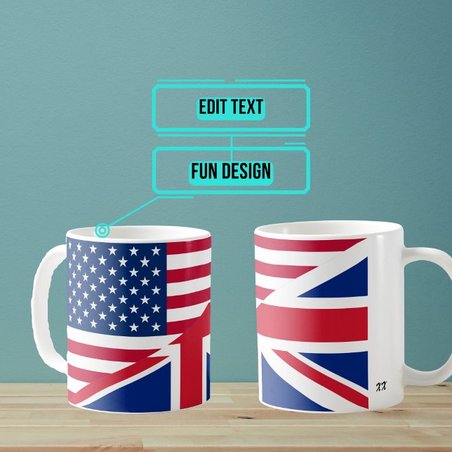 Amerikanska och brittiska sammanslagna Flagga Mugg (This design combines the USA stars and stripes with the aspects of the Union Jack.)