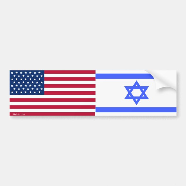 Amerikanska och israeliska Flaggor Bumper Sticker Bildekal (Framsidan)