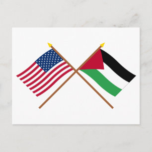 Amerikanska och palestinska rörelsen över Flaggor Vykort