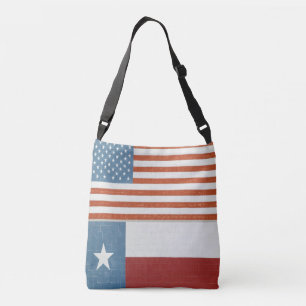 Amerikanska och Texas Flagga USA Red White och Blu Axelväska