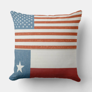 Amerikanska och Texas Flagga USA Red White och Blu Kudde