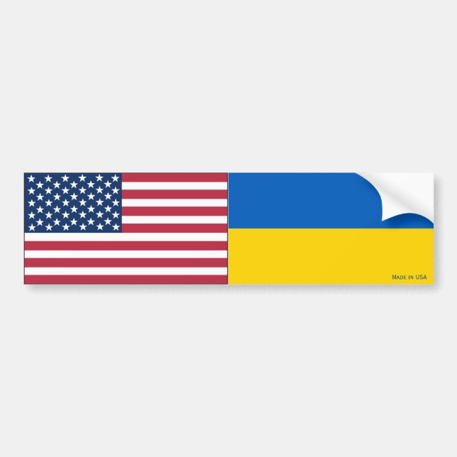 Amerikanska och ukrainska Flaggor Bumper Sticker Bildekal (Framsidan)