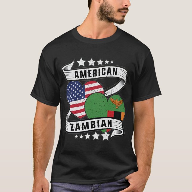 Amerikanska och zambiska skjortor t shirt (Framsida)