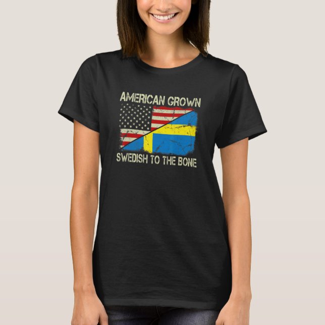 Amerikanska odlade svenska till benets amerikanska t shirt (Framsida)