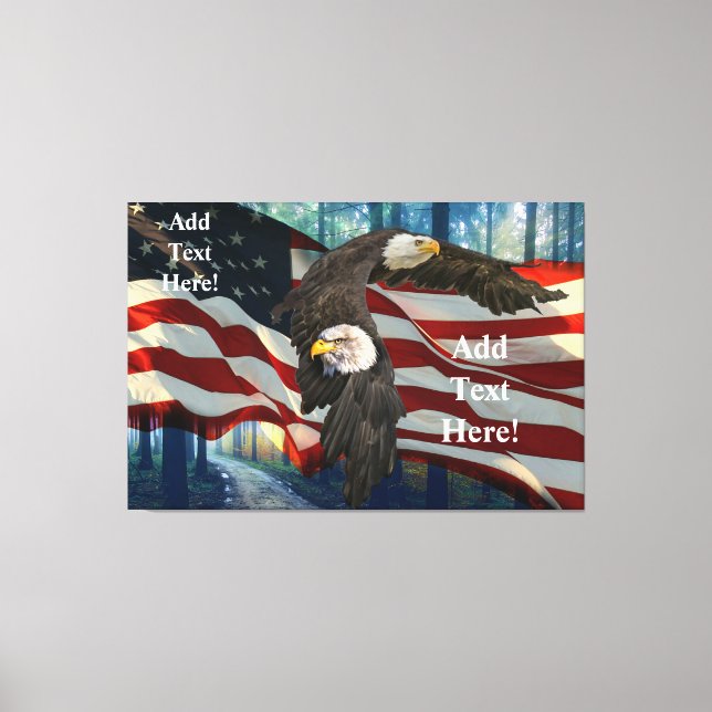 Amerikanska Örn-amerikanska Flagga Canvastryck (Framsida)