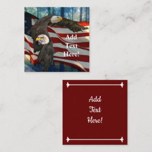 Amerikanska Örn-amerikanska Flagga Fyrkantigt Visitkort