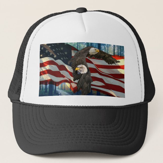 Amerikanska Örn-amerikanska Flagga Keps (Framsida)