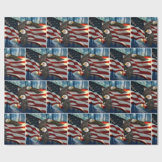 Amerikanska Örn-amerikanska Flagga Presentpapper (Platt)