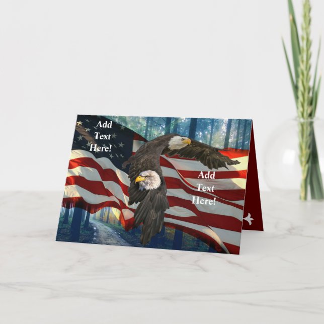 Amerikanska Örn-amerikanska Flagga Sympathy Kort (Framsida)