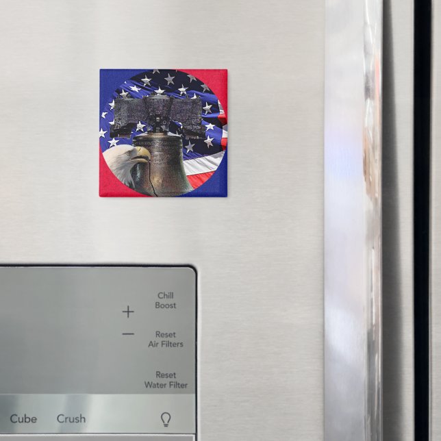 Amerikanska Örn, Bell och Flagga Magnet (In Situ (Fridge))