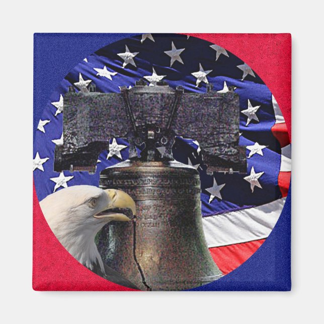 Amerikanska Örn, Bell och Flagga Magnet (Framsidan)