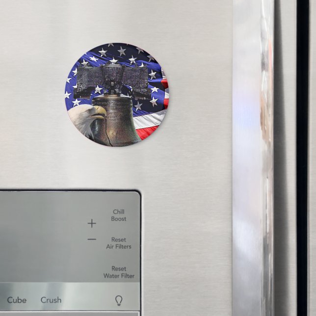 Amerikanska Örn, Bell och Flagga Magnet (In Situ (Fridge))