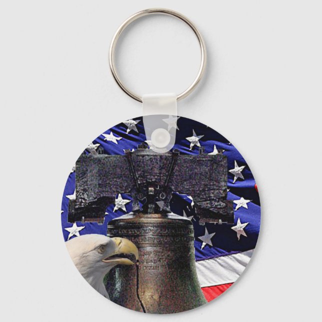 Amerikanska Örn, Bell och Flagga Nyckelring (Framsida)