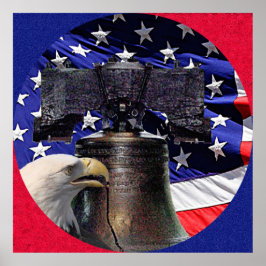 Amerikanska Örn, Bell och Flagga Poster XLG Storle