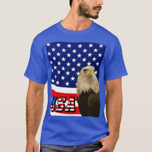 Amerikanska Örn, Flagga, USA Font T-Shirt - ZKOA