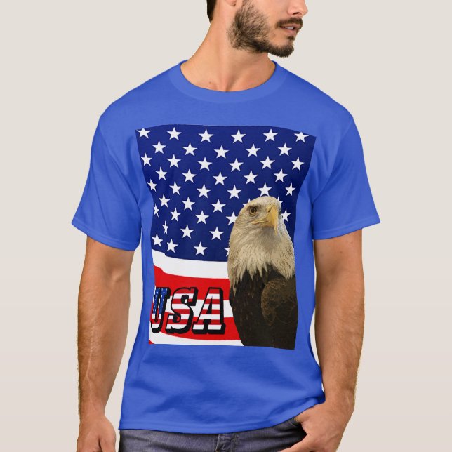Amerikanska Örn, Flagga, USA Font T-Shirt - ZKOA (Framsida)