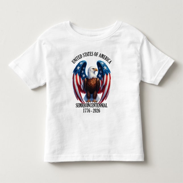 Amerikanska örn med Flagga 1776-2026 T Shirt (Framsida)
