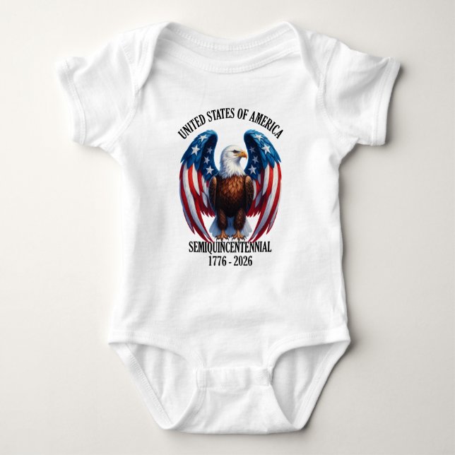 Amerikanska örn med Flagga 1776-2026 T Shirt (Framsida)