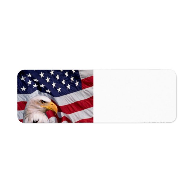 Amerikanska Örn med Flagga-bakgrund Returadress Etikett (Framsidan)