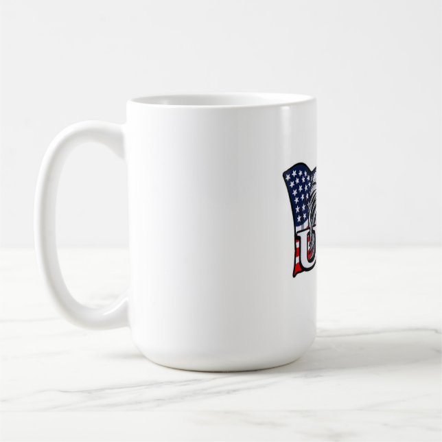 Amerikanska Örn med USA flagga - Patriotiska USA Kaffemugg (Vänster)