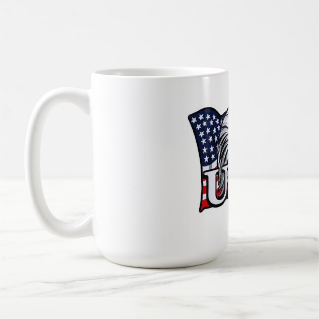 Amerikanska Örn med USA flagga - Patriotiska USA Kaffemugg (Vänster)