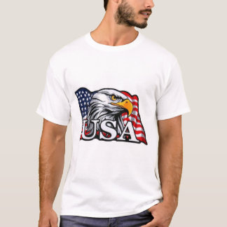 Amerikanska Örn med USA flagga - Patriotiska USA T Shirt