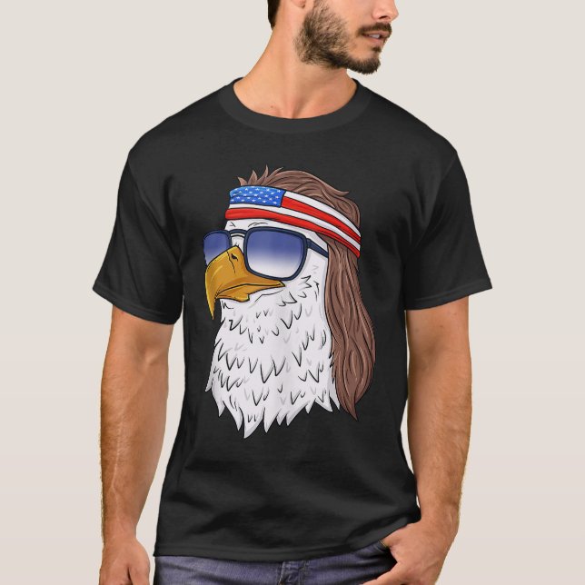 Amerikanska Örn Mullet 4:e juli Funny USA P T Shirt (Framsida)