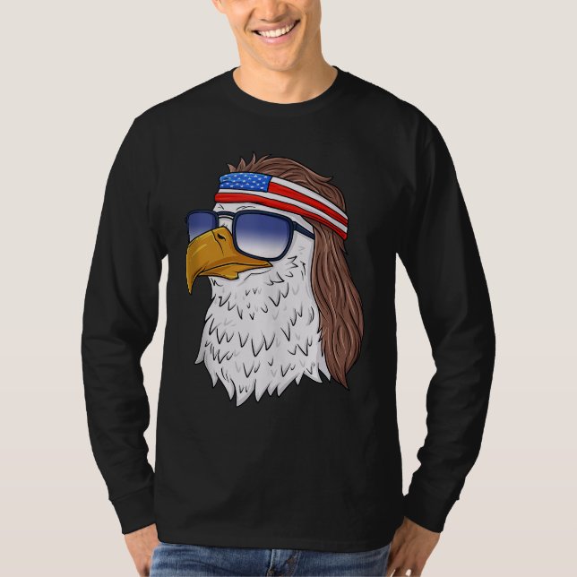 Amerikanska Örn Mullet 4:e juli Funny USA P T Shirt (Framsida)