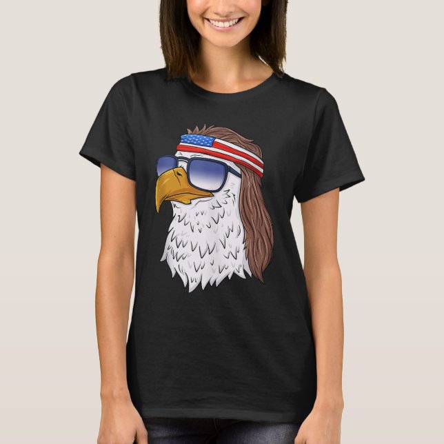 Amerikanska Örn Mullet 4:e juli Funny USA P T Shirt (Framsida)
