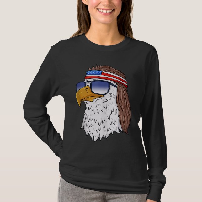Amerikanska Örn Mullet 4:e juli Funny USA P T Shirt (Framsida)
