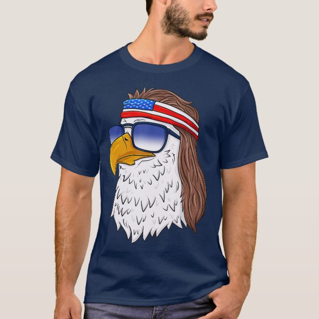 Amerikanska Örn Mullet 4:e juli Funny USA T Shirt (Framsida)