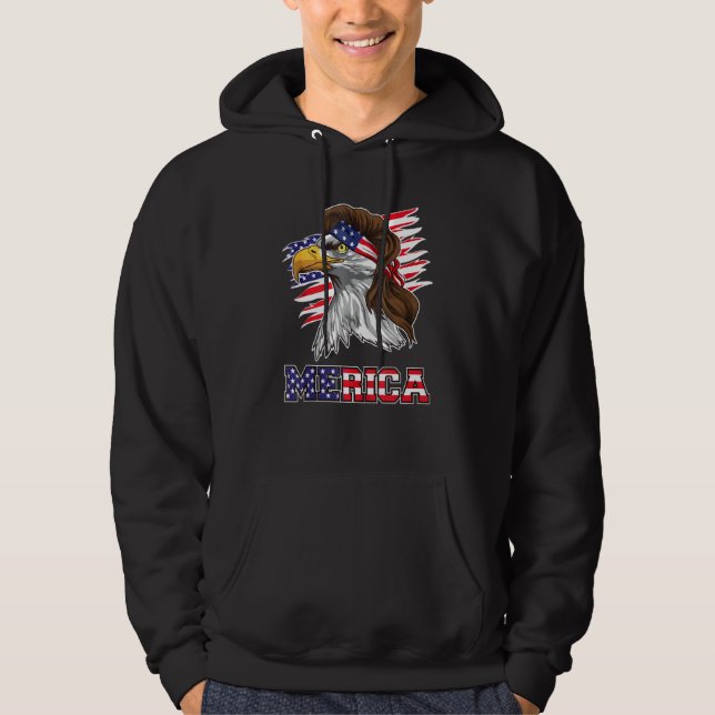 Amerikanska Örn Mullet 4:e juli Lusny USA P Hoodie (Framsida)