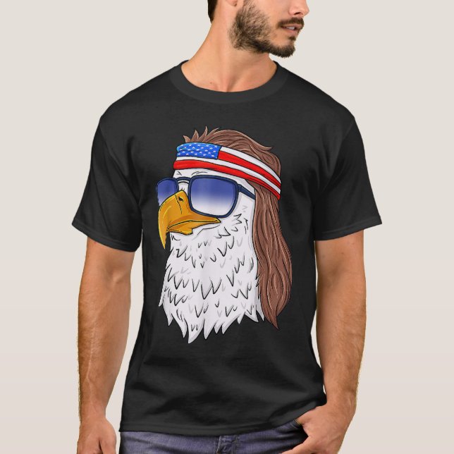 Amerikanska Örn Mullet 4:e juli USA:s patriot T Shirt (Framsida)