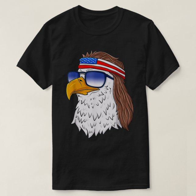 Amerikanska Örn Mullet 4 juli Funny USA m T Shirt (Design framsida)