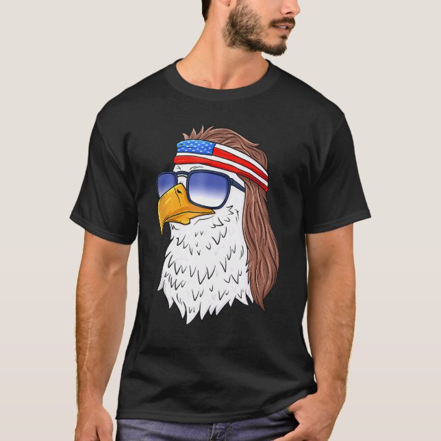 Amerikanska Örn Mullet 4 juli USA Patriot T Shirt (Framsida)