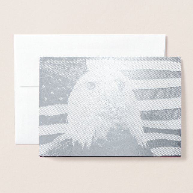 Amerikanska Örn och amerikanska Flagga Folierat Kort (Framsida med kuvert)