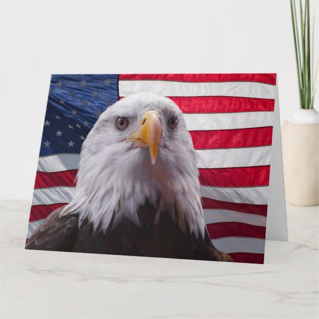 Amerikanska Örn och amerikanska Flagga Kort (Framsida)