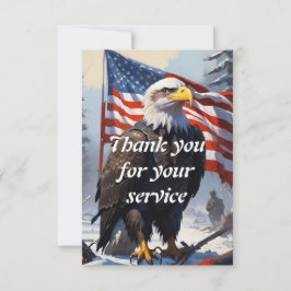 Amerikanska Örn och amerikanska Flagga Tack Kort