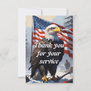 Amerikanska Örn och amerikanska Flagga Tack Kort