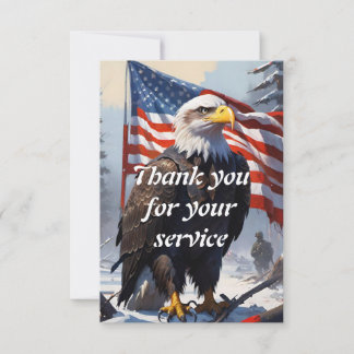 Amerikanska Örn och amerikanska Flagga Tack Kort